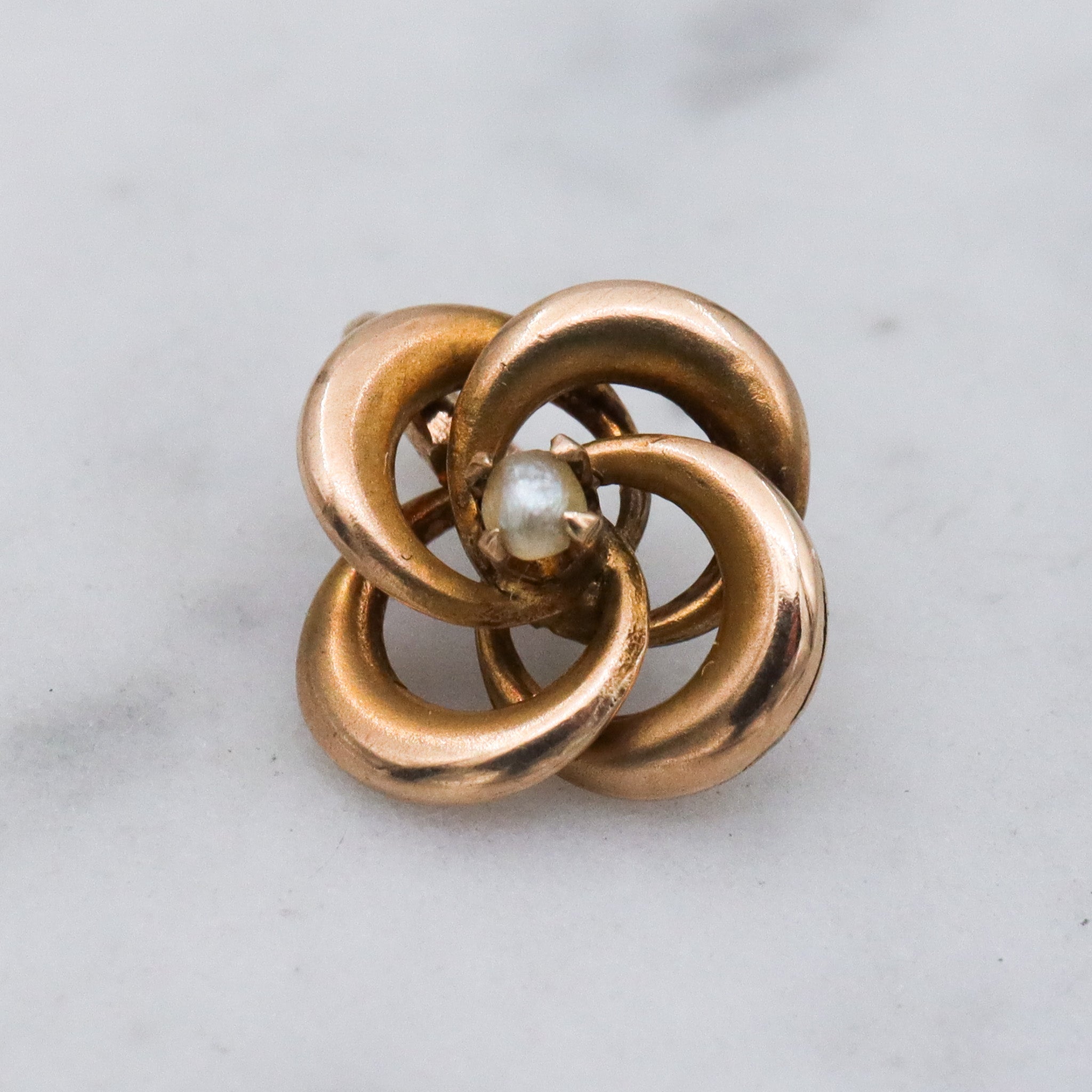 Antique Victorian 10k gold infinity love knot pearl pendant